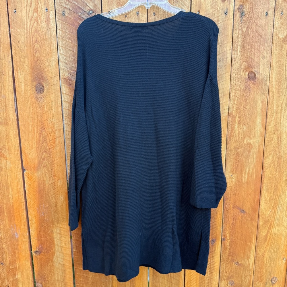 Merona Black Ribbed 3/4 Sleeve Soft Knit Tunic Top - XXL - Picture 2 of 6